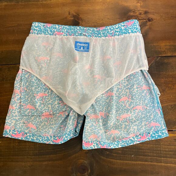 Chubbies The Domingos Are For Flamingos Swim Trunks Blue 5.5" Men's Medium Mesh - Picture 6 of 8